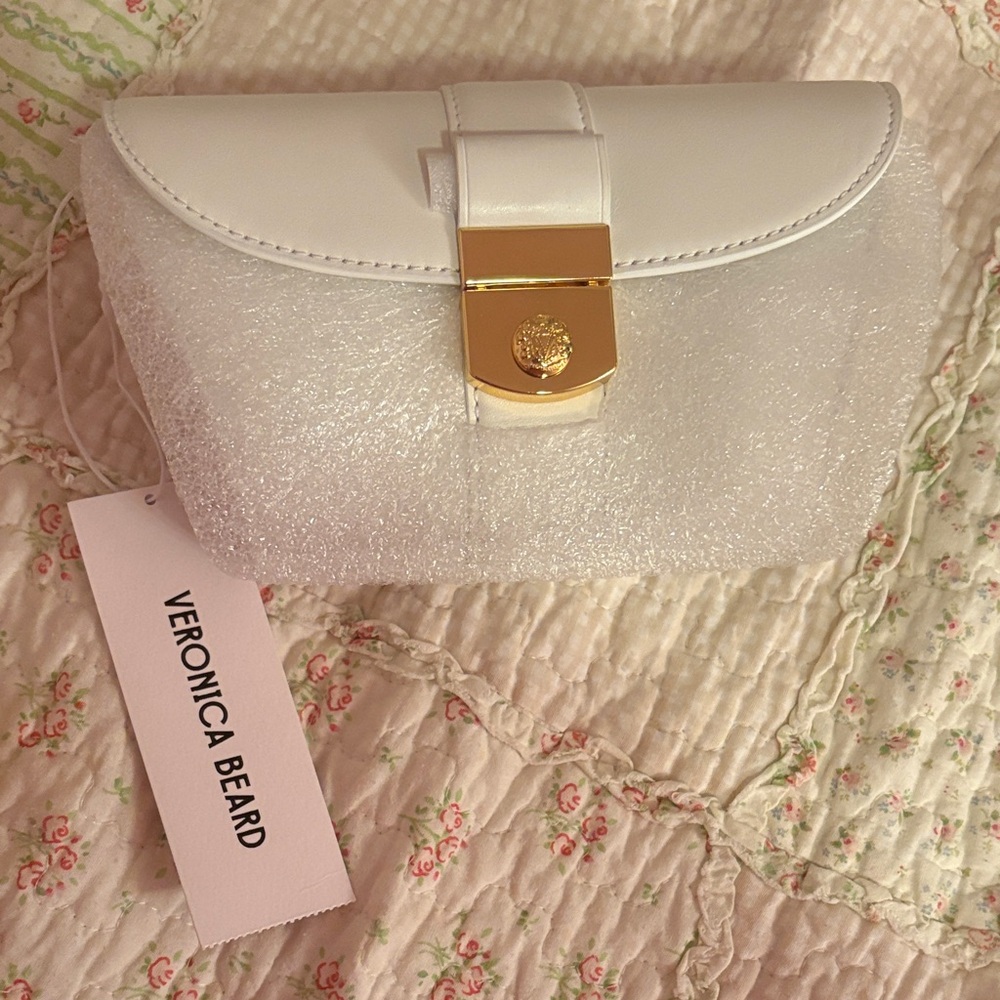 Veronica Beard White and Gold Clutch